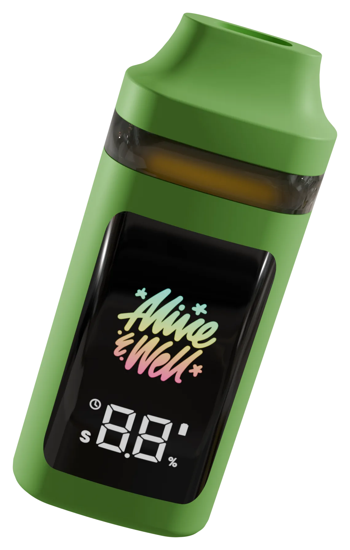 Alive & Well Lime Green AIO All-in-One Cannabis Vape Device with Digital Display