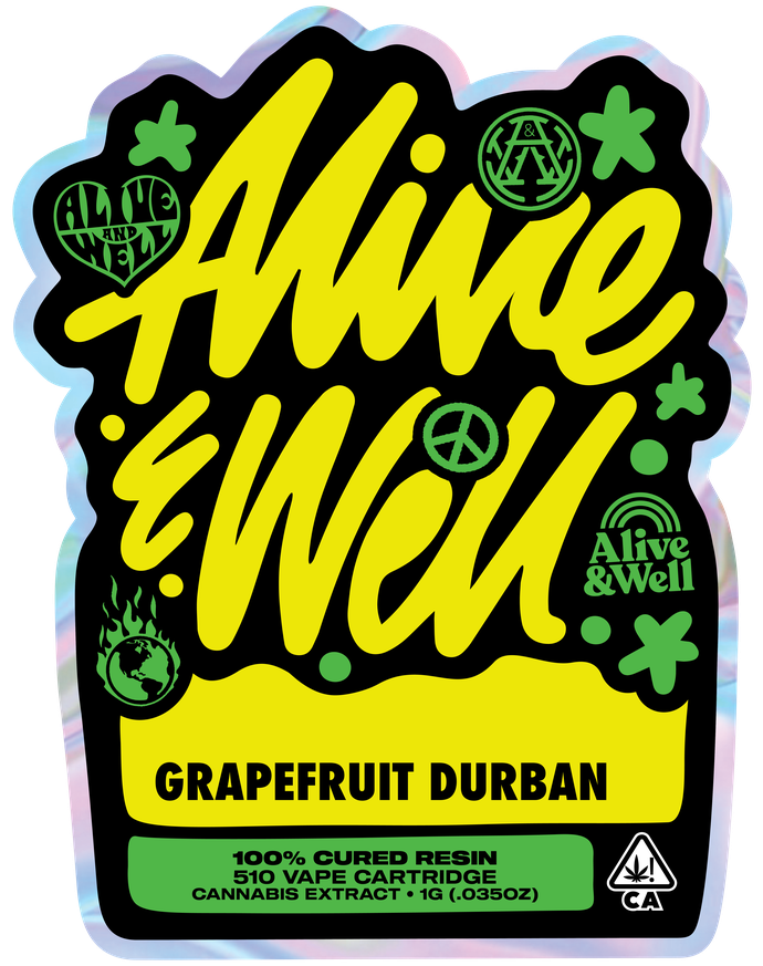 Grapefruit Durban sativa — Alive & Well Cured Resin Cannabis Vape Cartridge