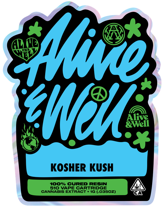 Kosher Kush indica — Alive & Well Cured Resin Cannabis Vape Cartridge