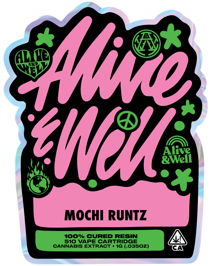 Mochi Runtz hybrid — Alive & Well Cured Resin Cannabis Vape Cartridge