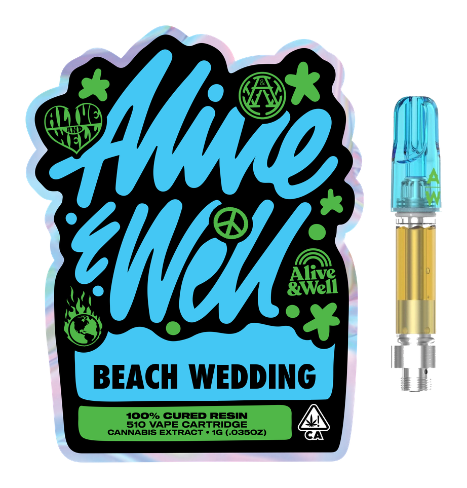 Beach Wedding indica — Alive & Well Cured Resin Cannabis Vape Cartridge with 510 device
