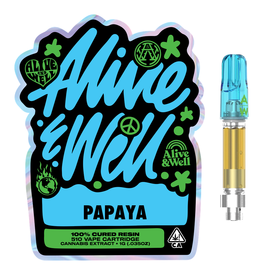 Papaya indica — Alive & Well Cured Resin Cannabis Vape Cartridge with 510 device
