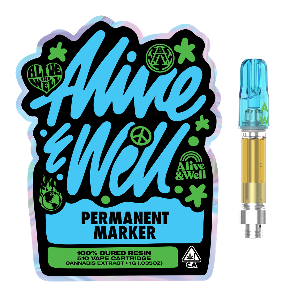 Permanent Marker indica — Alive & Well Cured Resin Cannabis Vape Cartridge with 510 device